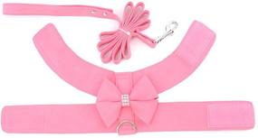 img 2 attached to 🐾 Ranphy Dog Harness and Matching Leash Set: Glittering Rhinestone No-Pull Puppy Vest for Fashionable Dogs and Cats - Soft Bow Suede Leather Collar, Adjustable for Yorkie, Chihuahua, and Other Small Pets