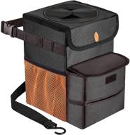 🚗 gpusfak car trash can: foldable, leakproof, 3 gallons bin in black orange logo