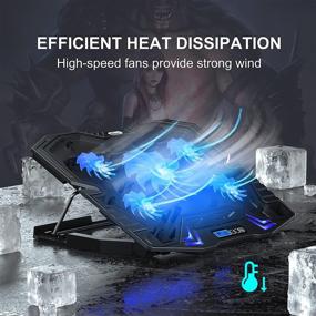 img 2 attached to 💻 TopMate C5 Laptop Cooling Pad - Adjustable Height, 5 Quiet Fans, Blue LED Light, LCD Controller - Ideal for 10-15.6 Inch Laptops