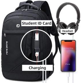 img 3 attached to 🎒 FENGDONG 17.3-inch Waterproof Laptop Backpack: Durable, Stylish, and Functional with USB and Headset Ports