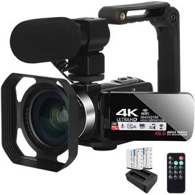 img 4 attached to 📷 4K WiFi Ultra HD 30FPS 48MP Видеокамера камкордера для фотографии, видеоконференций и записи с 16X Цифровым увеличением, пультом дистанционного управления, ручным стабилизатором