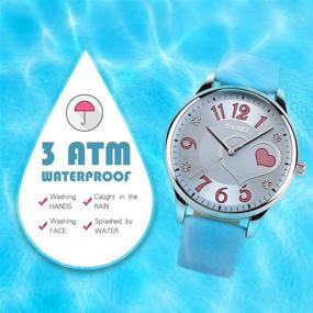 img 1 attached to Blue Waterproof Girls Analog Watch with Lovely Heart Shape - Fashionable Lady Quartz Wristwatch with Leather Band and Big Face for Fun and Cute Style - IJAHWRS