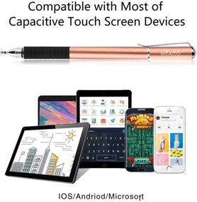 img 1 attached to Mixoo 2-in-1 Precision Disc & Fiber Stylus: Ultimate Touchscreen Precision and Style (Black/Rose Gold)