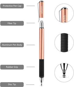 img 3 attached to Mixoo 2-in-1 Precision Disc & Fiber Stylus: Ultimate Touchscreen Precision and Style (Black/Rose Gold)