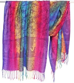 img 4 attached to Enhance Your Style with Bijoux Ja Elephant Rainbow Pashmina Women's Accessories