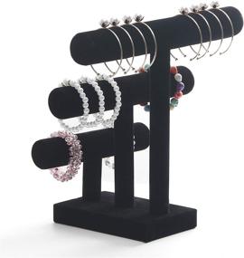 img 2 attached to 🖤 Wuligirl Velvet Black 3-Tier T-Bar Bracelet Jewelry Display Stand Bangle Organizer Storage Holder (3T Bar) for Enhanced SEO