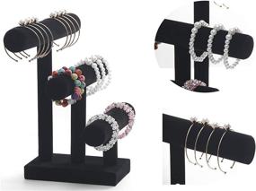 img 1 attached to 🖤 Wuligirl Velvet Black 3-Tier T-Bar Bracelet Jewelry Display Stand Bangle Organizer Storage Holder (3T Bar) for Enhanced SEO