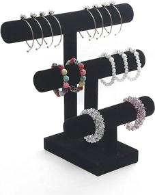 img 4 attached to 🖤 Wuligirl Velvet Black 3-Tier T-Bar Bracelet Jewelry Display Stand Bangle Organizer Storage Holder (3T Bar) for Enhanced SEO