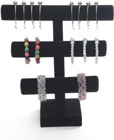 img 3 attached to 🖤 Wuligirl Velvet Black 3-Tier T-Bar Bracelet Jewelry Display Stand Bangle Organizer Storage Holder (3T Bar) for Enhanced SEO