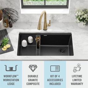 img 3 attached to DELTA FAUCET Everest 33-inch Workstation Kitchen Sink in Metallic Black - Undermount Single Bowl with WorkFlow Ledge and Accessories (75B933-33S-BL)