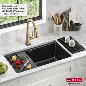 img 1 attached to DELTA FAUCET Everest 33-inch Workstation Kitchen Sink in Metallic Black - Undermount Single Bowl with WorkFlow Ledge and Accessories (75B933-33S-BL)