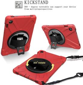 img 1 attached to 📱 Red LITCHI Heavy Duty Case for Samsung Galaxy Tab S5e 10.5 Inch Tablet (2019) - Hand Strap, Kickstand, Shoulder Belt - SM-T720/T725/T727