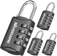 🔒 giverare 4-pack combination lock - 4-digit padlock keyless for backpacks, gym/school/employee lockers - resettable luggage locks - weatherproof travel lock for fence, backyard gate, hasp, case (black) логотип