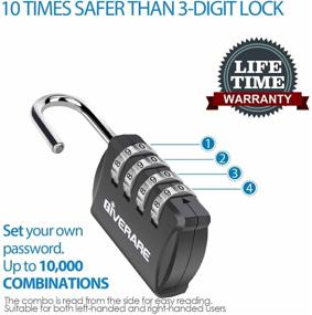 img 2 attached to 🔒 GIVERARE 4-Pack Combination Lock - 4-Digit Padlock Keyless for Backpacks, Gym/School/Employee Lockers - Resettable Luggage Locks - Weatherproof Travel Lock for Fence, Backyard Gate, Hasp, Case (Black)