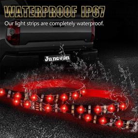 img 3 attached to 🚦 JUNEVEN 60" Поворотный светильник дугового света Tailgate Light Bar - стоп-сигнал, габаритный, указатель поворота, фонарь резервного хода для грузовиков, прицепов, пикапов, автомобилей, домов на колесах, фургонов, джипов, буксировочных транспортных средств - красный/белый, без сверления