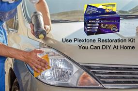 img 1 attached to Plextone Headlight Restoration Kit: Revive Dim, Faded, and Discolored Headlights | Eradicate Oxidation, Haze, Yellowing, and Scratches | Car Headlight Cleaner with Exclusive UV Protection Clear Coat