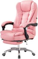 🎀 pink ergonomic massage gaming chair for women with footrest, lumbar support and adjustable back recline - high back swivel computer chair in pu leather, 360° rotation logo