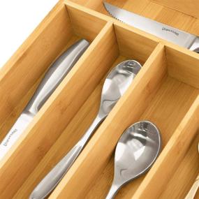 img 2 attached to 🗄️ Streamline Your Drawer with Utopia Kitchen Bamboo Silverware Organizer - Convenient 5 Compartments - Space-Saving Bamboo Drawer and Hardware Organizer (1-Pack)