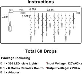 img 2 attached to 🎄 360 LED Icicle Lights, 32.8ft Window Curtain Fairy Twinkle Lights - Cold White, 8 Modes - Perfect for Christmas, Weddings & Parties!