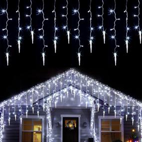 img 4 attached to 🎄 360 LED Icicle Lights, 32.8ft Window Curtain Fairy Twinkle Lights - Cold White, 8 Modes - Perfect for Christmas, Weddings & Parties!