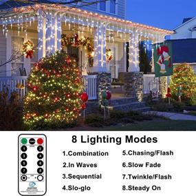 img 3 attached to 🎄 360 LED Icicle Lights, 32.8ft Window Curtain Fairy Twinkle Lights - Cold White, 8 Modes - Perfect for Christmas, Weddings & Parties!