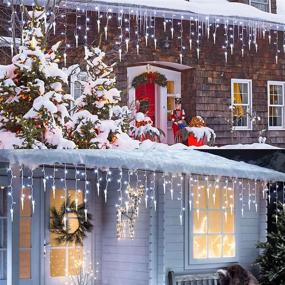 img 1 attached to 🎄 360 LED Icicle Lights, 32.8ft Window Curtain Fairy Twinkle Lights - Cold White, 8 Modes - Perfect for Christmas, Weddings & Parties!