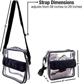 img 3 attached to 👜 Black Clear Crossbody Messenger Shoulder Bag with Adjustable Strap: Stadium Approved Transparent Purse