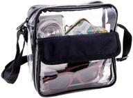 👜 black clear crossbody messenger shoulder bag with adjustable strap: stadium approved transparent purse logo