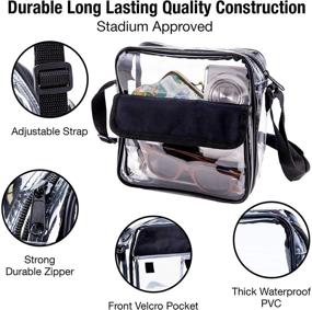 img 2 attached to 👜 Black Clear Crossbody Messenger Shoulder Bag with Adjustable Strap: Stadium Approved Transparent Purse