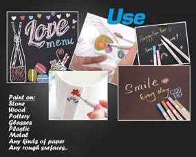 img 1 attached to 🖌️ Tomorotec's 30 Color Metallic Marker Pen Set: Glitter Paint Drawing with Brush Tip for Journal, Card Making, Birthday Greeting, DIY Photo Album, Scrap Booking, Rock Painting