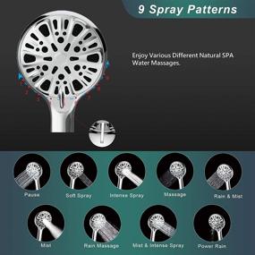 img 2 attached to 🚿 Upgrade Your Shower Experience with Auletin Dual Shower Heads: High Pressure, Detachable Handheld and Rain Shower Head Combo - 9 Settings, 5'' Rain Shower, 5 Ft Hose, Water-Saving & Tool-Free Installation