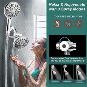 img 3 attached to 🚿 Upgrade Your Shower Experience with Auletin Dual Shower Heads: High Pressure, Detachable Handheld and Rain Shower Head Combo - 9 Settings, 5'' Rain Shower, 5 Ft Hose, Water-Saving & Tool-Free Installation