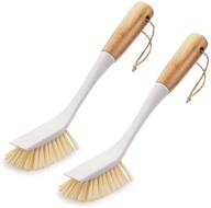 🧼 amazer 2-pack dish brush set - pot pan plate cleaning brushes with bamboo long handle, great grip kitchen dishwashing scrub brush cleaner logo