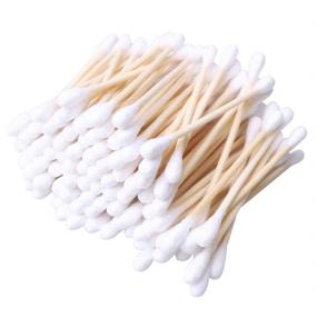 img 4 attached to 🎍 600 Pack Bamboo Cotton Swabs (6 x 100) by ZHIYE - Eco-Friendly Biodegradable Cotton Buds with Wooden Handles for Gentle Ear Cleaning, Makeup Removal, Keyboard Cleaning, Wound Care, and More