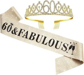img 4 attached to 🎉 Stylish WILLBOND 60th Birthday Sash and Tiara Set: Perfect Women's Party Decorations and Favors
