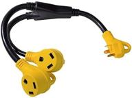 🔌 convenient 24'' leisurecords rv y adapter cord: 30 amp male plug to two 30 amp female 2.5 feet with handle logo