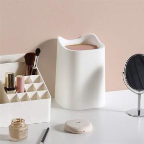 img 3 attached to 🗑️ White Desktop Trash Bin with Removable Liner and Swing Lid - Cute Mini Household Desk Wastebasket for Creative Office Storage