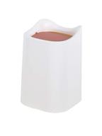 🗑️ white desktop trash bin with removable liner and swing lid - cute mini household desk wastebasket for creative office storage logo