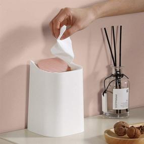 img 2 attached to 🗑️ White Desktop Trash Bin with Removable Liner and Swing Lid - Cute Mini Household Desk Wastebasket for Creative Office Storage