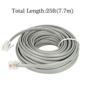 img 1 attached to 📞 SHONCO 2 Pack 25ft Phone Line Cord - Silver RJ11 6P4C Telephone Extension Cord - Landline Telephone Accessory