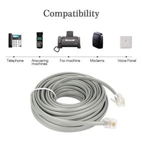 img 3 attached to 📞 SHONCO 2 Pack 25ft Phone Line Cord - Silver RJ11 6P4C Telephone Extension Cord - Landline Telephone Accessory