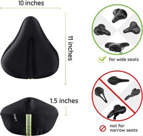 img 3 attached to 🚴 Yosky Wide Gel Bike Seat Cover - Extra Large (11" x 10") with Reflective Strip - Most Comfortable Soft Cushion for MTB, Spinning, and Stationary Bikes