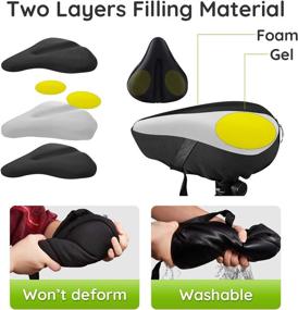 img 2 attached to 🚴 Yosky Wide Gel Bike Seat Cover - Extra Large (11" x 10") with Reflective Strip - Most Comfortable Soft Cushion for MTB, Spinning, and Stationary Bikes