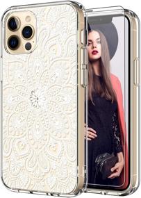 img 4 attached to 🌸 Icedio iPhone 12 Case with Screen Protector - Clear Floral Patterns for Girls Women - Protective TPU Cover for iPhone 12/12 Pro 6.1" - Blooming Henna Flower Design