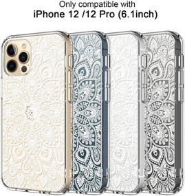 img 1 attached to 🌸 Icedio iPhone 12 Case with Screen Protector - Clear Floral Patterns for Girls Women - Protective TPU Cover for iPhone 12/12 Pro 6.1" - Blooming Henna Flower Design