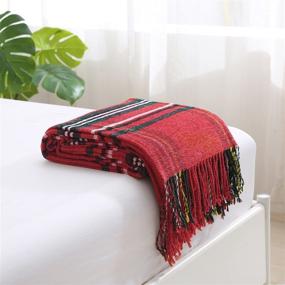 img 1 attached to 🎄 Saukiee Christmas Plaid Throw Blanket - Red Tartan Chenille Throw with Tassels, 50 x 60 inches, Fringe for Couch, Sofa, Bedroom - Festive Christmas Decor