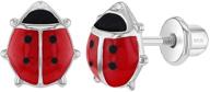 🐞 cute and hypoallergenic 925 sterling silver ladybug stud earrings with safety screw back - perfect for little girls, babies, toddlers, and young girls logo