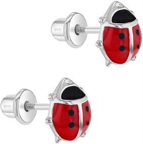 img 3 attached to 🐞 Cute and Hypoallergenic 925 Sterling Silver Ladybug Stud Earrings with Safety Screw Back - Perfect for Little Girls, Babies, Toddlers, and Young Girls