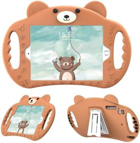 img 4 attached to 📱 PZOZ Shockproof Silicone Handle Stand Case for Kids – Compatible with iPad 2 3 4 (Brown)