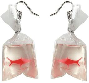 img 3 attached to 🐠 Exquisite COLORFULBLING Goldfish Crystal Pocket Drop Earrings for Girls – Red